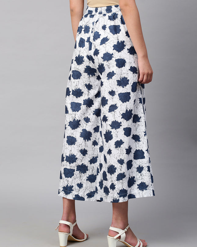 Women's Cotton Printed Loose Fit Flared Wide Leg Palazzo Pants