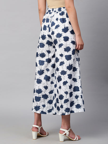 Women's Cotton Printed Loose Fit Flared Wide Leg Palazzo Pants
