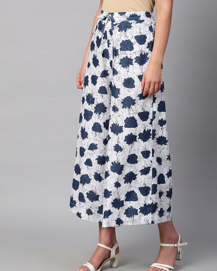 Women's Cotton Printed Loose Fit Flared Wide Leg Palazzo Pants