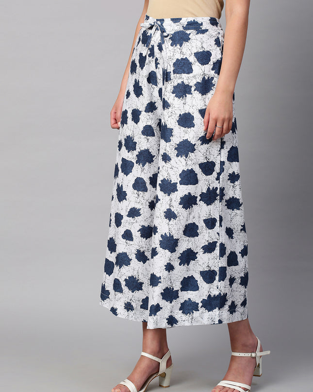 Women's Cotton Printed Loose Fit Flared Wide Leg Palazzo Pants
