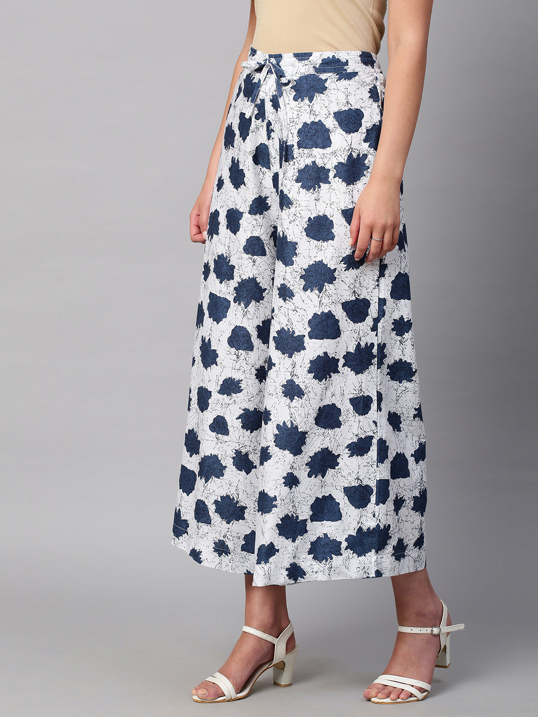 Women's Cotton Printed Loose Fit Flared Wide Leg Palazzo Pants