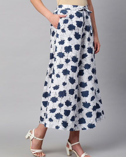 Women's Cotton Printed Loose Fit Flared Wide Leg Palazzo Pants