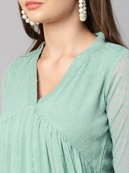 RATAN Women's Chiffon Self Design Flared Kurta