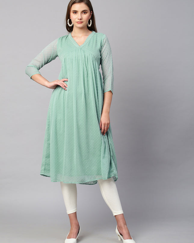 Chiffon Self Design Flared Kurta