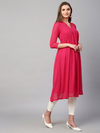 RATAN Women's Chiffon Self Design Flared Kurta