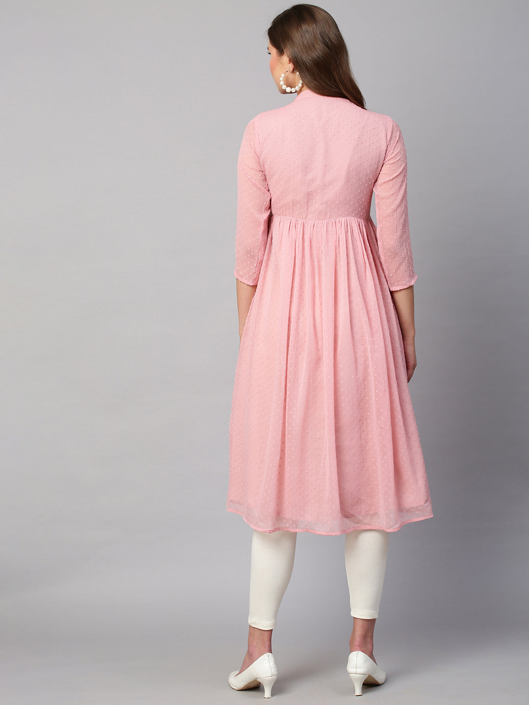 Chiffon Self Design Flared Kurta