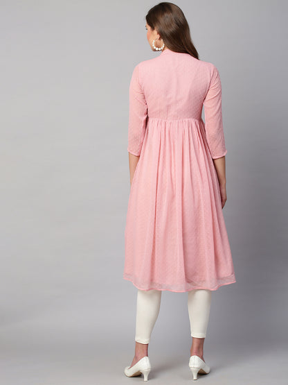 Chiffon Self Design Flared Kurta