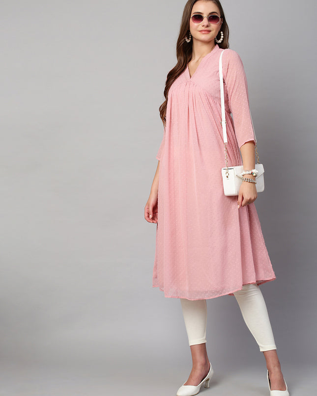 Chiffon Self Design Flared Kurta