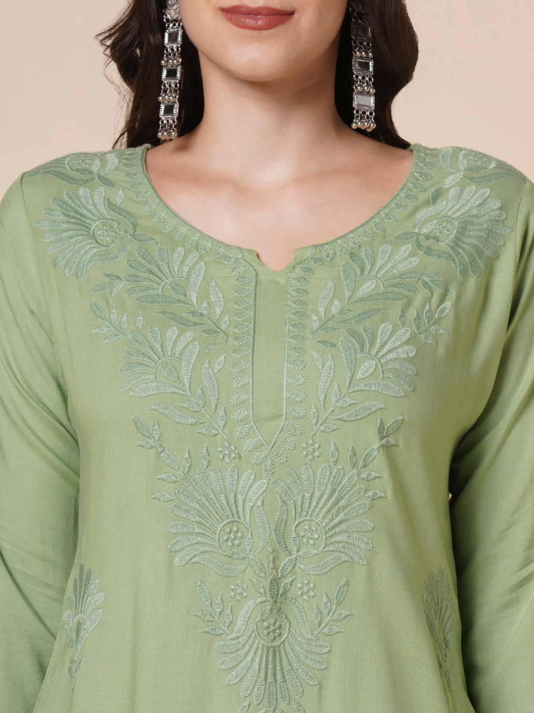 RATAN Women's Rayon Straight Lucknowi Chikankari Ethnic Wear Kurta