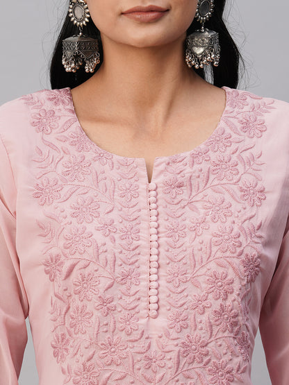 Georgette Straight Lucknowi Chikankari Ethinic Wear Kurta