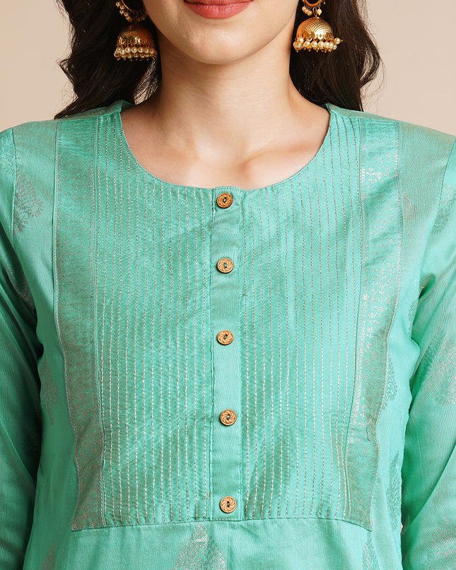 Silk Gold Printed Straight Kurta for Women
