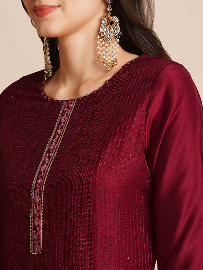 Art Silk Straight Lucknowi Chikankari Ethnic Wear Kurta