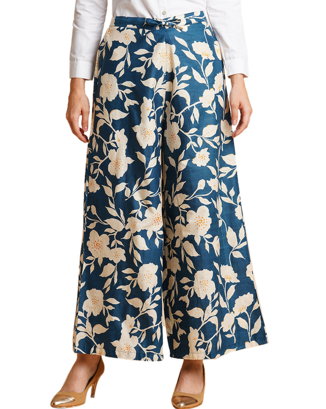 Women's Cotton Printed Loose Fit Flared Wide Leg Palazzo Pants