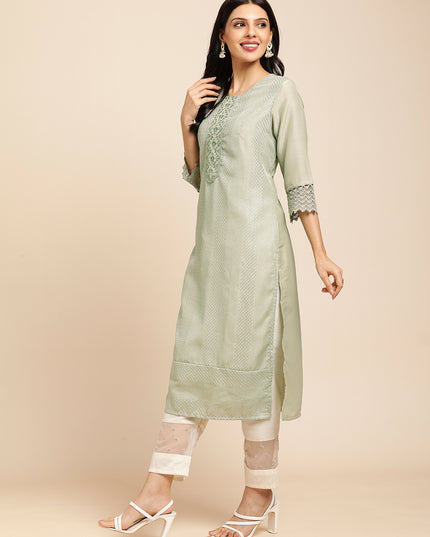 Art Silk Straight Lucknowi Chikankari Ethnic Wear Kurta