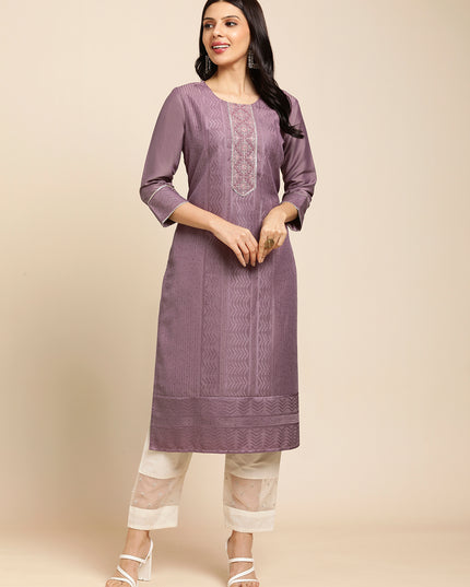 Art Silk Straight Lucknowi Chikankari Ethnic Wear Kurta