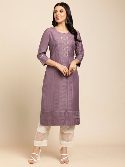 Art Silk Straight Lucknowi Chikankari Ethnic Wear Kurta