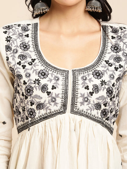 Cotton Flared Lucknowi Chikankari Ethinic Wear Kurta