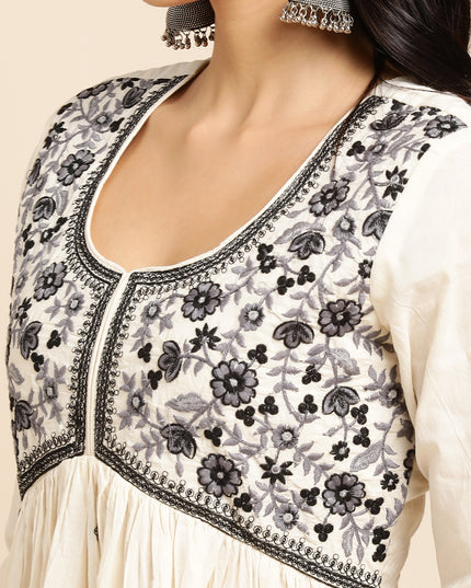 Cotton Flared Lucknowi Chikankari Ethinic Wear Kurta