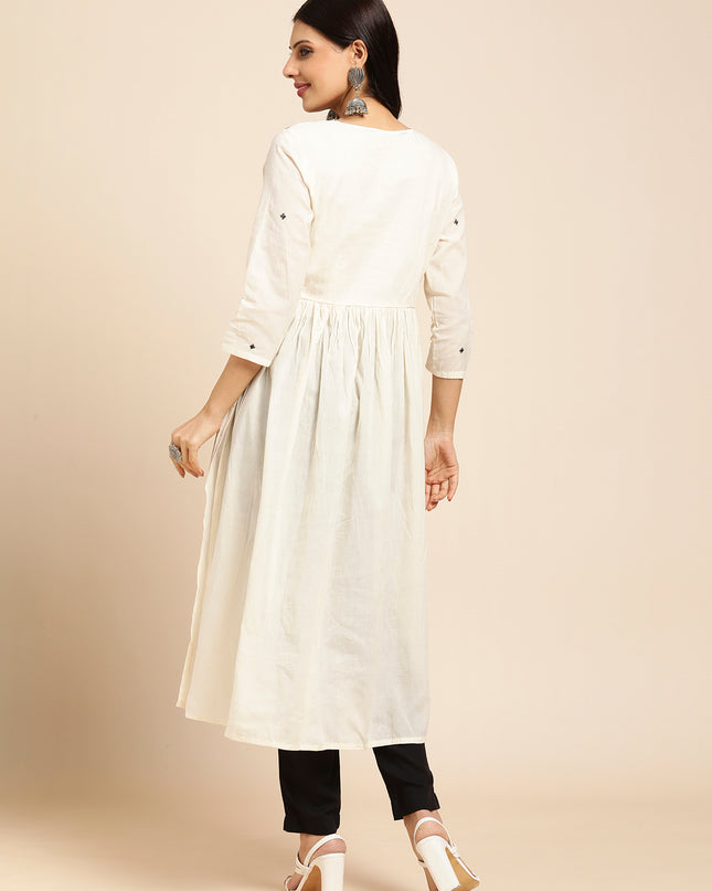 Cotton Flared Lucknowi Chikankari Ethinic Wear Kurta