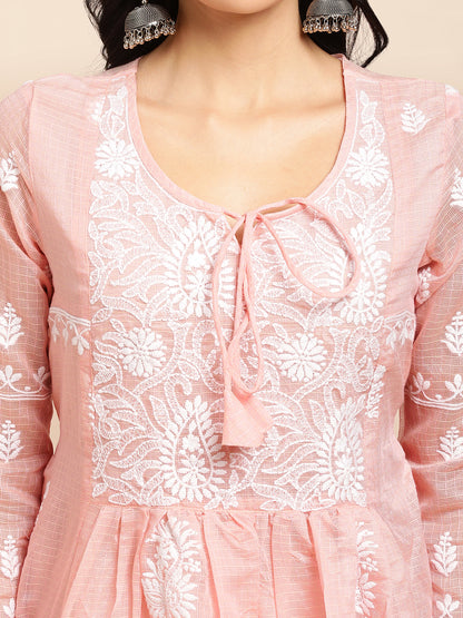 Cotton Flared Lucknowi Chikankari Ethnic Wear Kurta