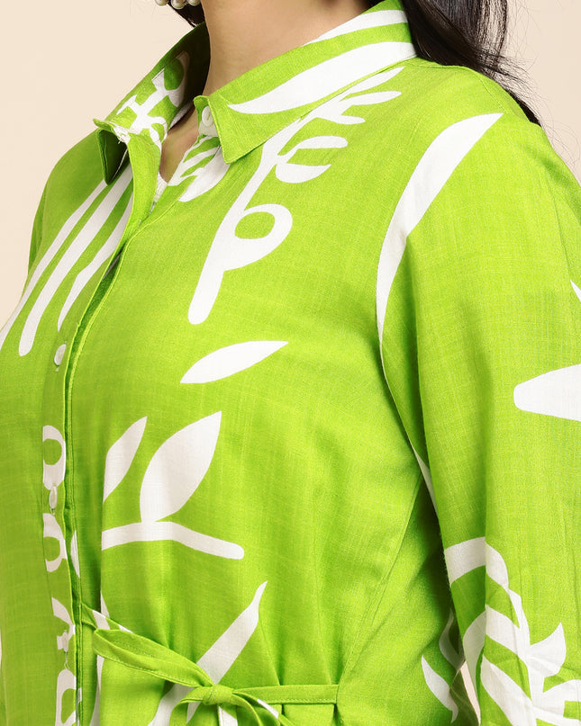 Rayon All Over Floral Printed Night Suit Shirt And Pajama Co-ord Set