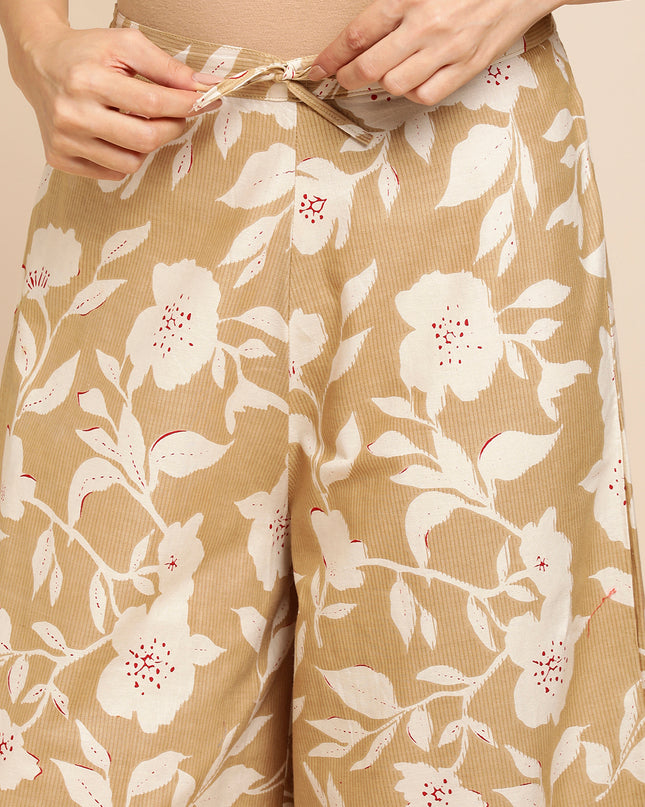 Women's Cotton Printed Loose Fit Flared Wide Leg Palazzo Pants