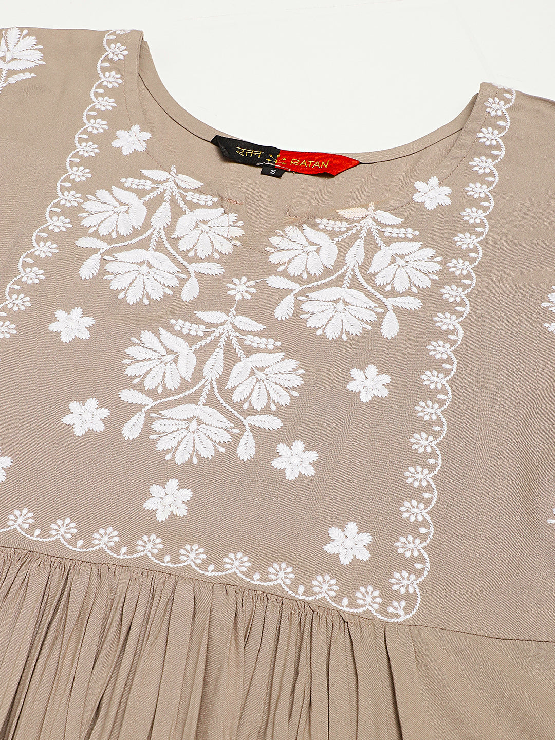 Rayon Anarkali Lucknowi Chikankari Ethnic Wear Kurta