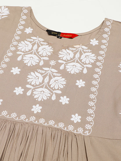 Rayon Anarkali Lucknowi Chikankari Ethnic Wear Kurta