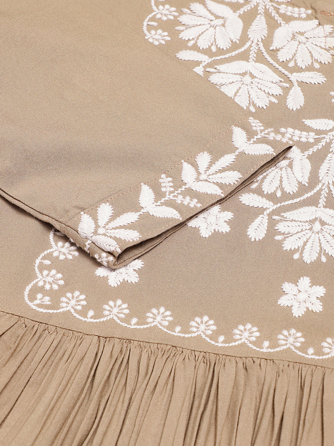 Rayon Anarkali Lucknowi Chikankari Ethnic Wear Kurta