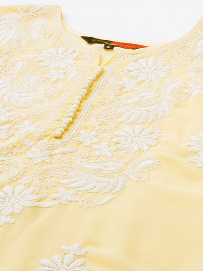 RATAN Women's Georgette Straight Lucknowi Chikankari Ethinic Wear Kurta