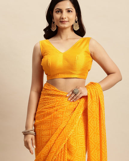 Chiffon Bandhani Printed Saree without Blouse Piece