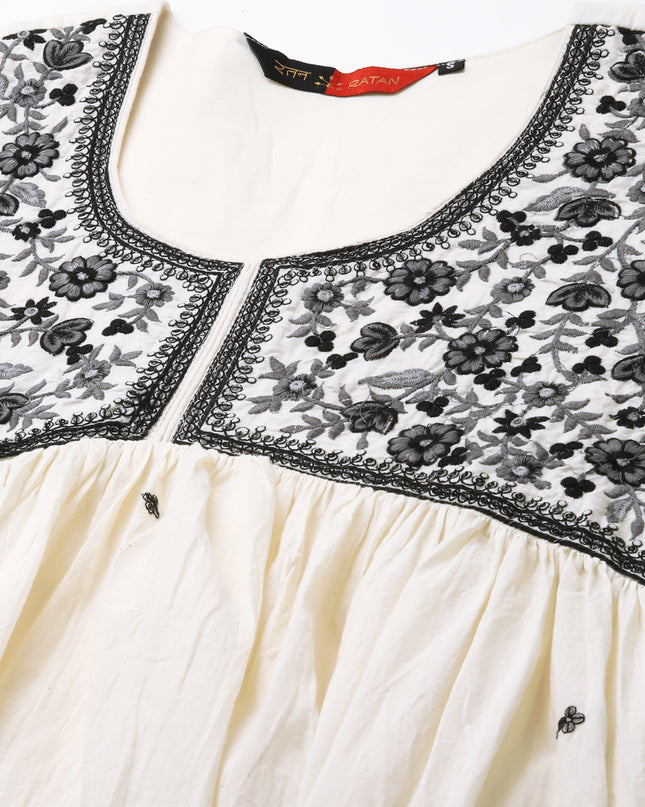 Cotton Flared Lucknowi Chikankari Ethinic Wear Kurta