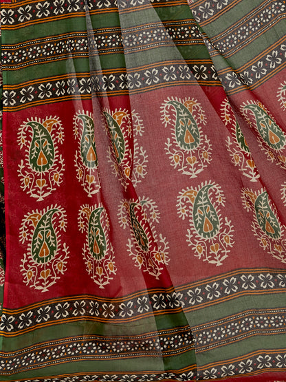 Pure Cotton Printed Mulmul Saree for Women with Blouse Piece
